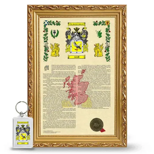 Arroll Framed Armorial History and Keychain - Gold