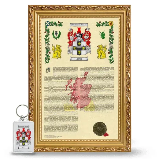 Arrua Framed Armorial History and Keychain - Gold