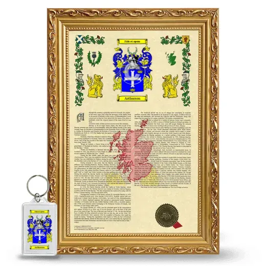 Arthurson Framed Armorial History and Keychain - Gold