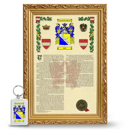Arzt Framed Armorial History and Keychain - Gold