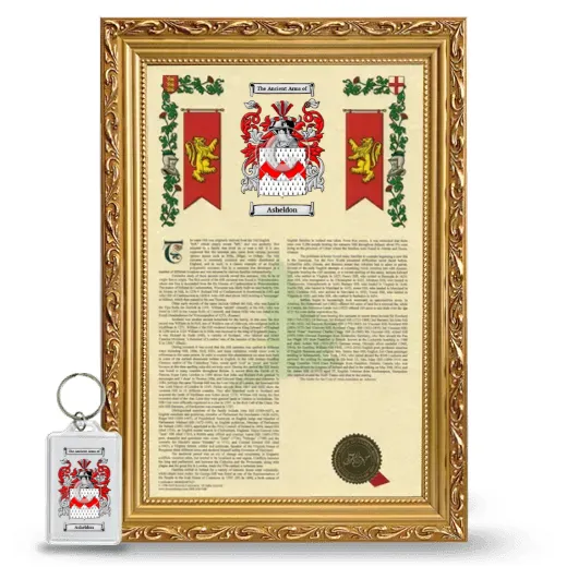Asheldon Framed Armorial History and Keychain - Gold