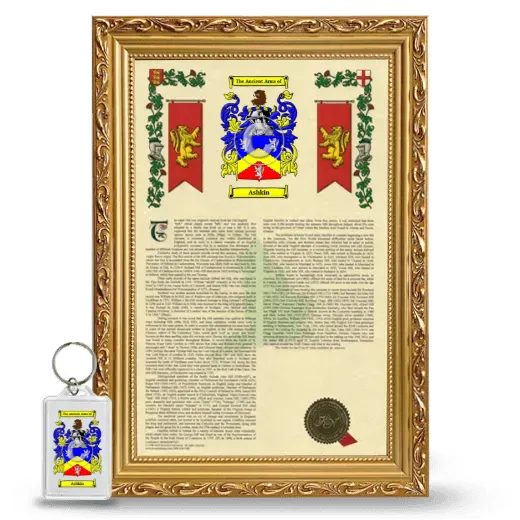 Ashkin Framed Armorial History and Keychain - Gold