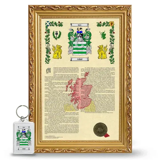 Askal Framed Armorial History and Keychain - Gold
