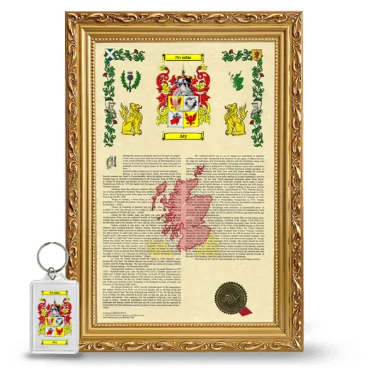 Aty Framed Armorial History and Keychain - Gold
