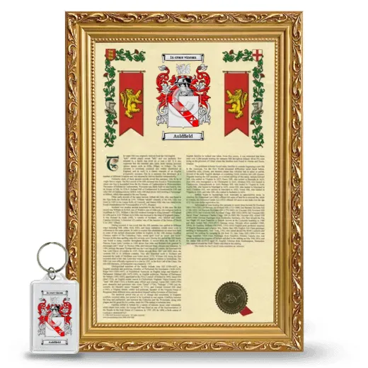 Auldfield Framed Armorial History and Keychain - Gold