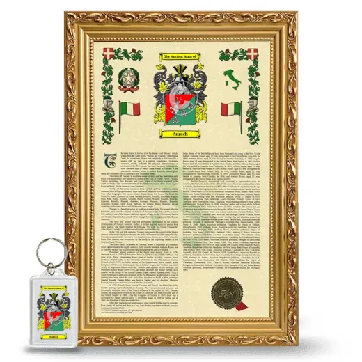 Aurach Framed Armorial History and Keychain - Gold