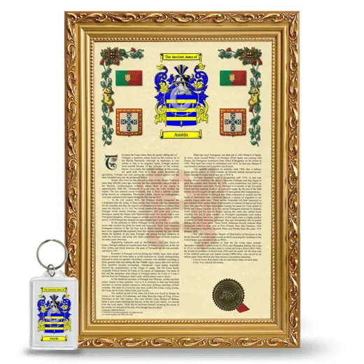 Austin Framed Armorial History and Keychain - Gold