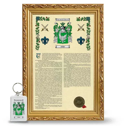 Avner Framed Armorial History and Keychain - Gold