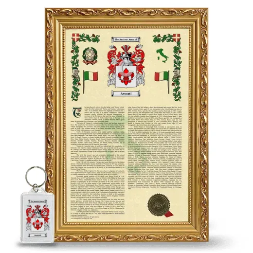 Avocati Framed Armorial History and Keychain - Gold