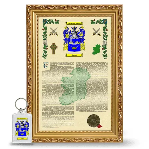 Awert Framed Armorial History and Keychain - Gold