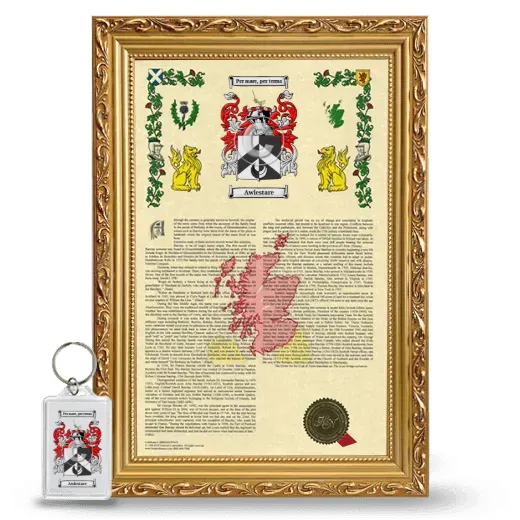 Awlestare Framed Armorial History and Keychain - Gold