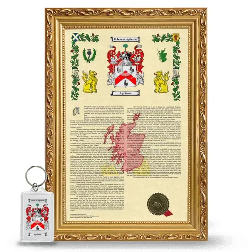 Aytkane Framed Armorial History and Keychain - Gold