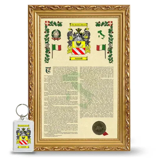 Azzaroli Framed Armorial History and Keychain - Gold