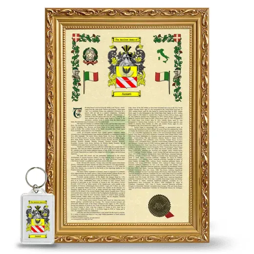 Azzati Framed Armorial History and Keychain - Gold