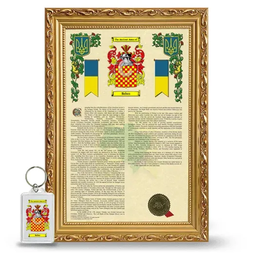 Babas Framed Armorial History and Keychain - Gold