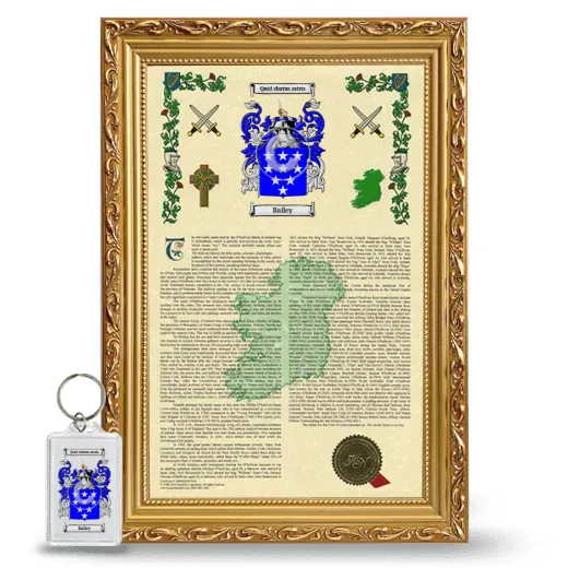 Bailey Framed Armorial History and Keychain - Gold