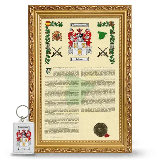 Balagas Framed Armorial History and Keychain - Gold