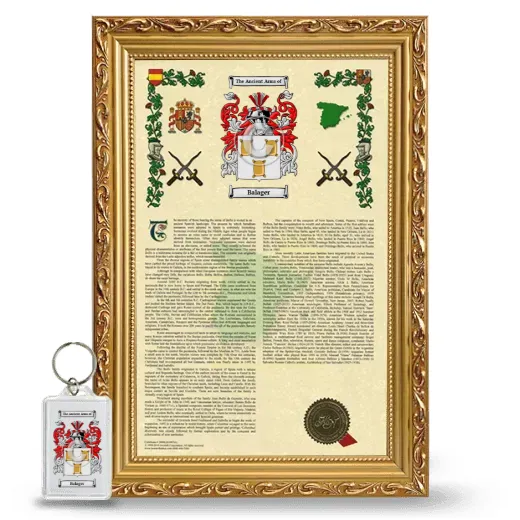 Balager Framed Armorial History and Keychain - Gold