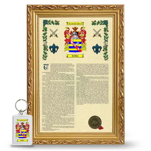 Balches Framed Armorial History and Keychain - Gold