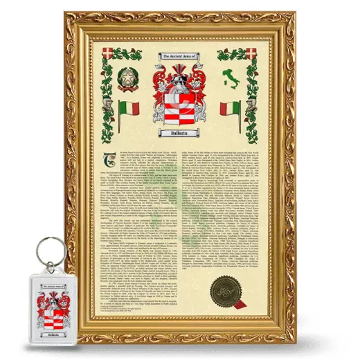 Ballarin Framed Armorial History and Keychain - Gold