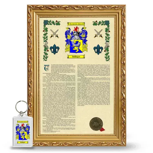 Ballinger Framed Armorial History and Keychain - Gold