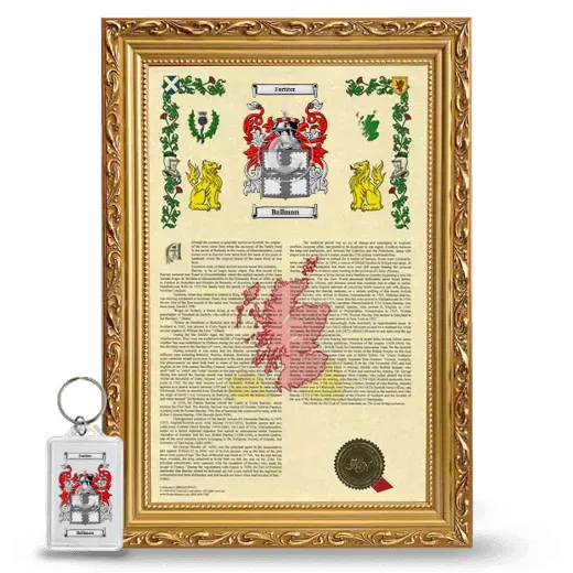 Ballman Framed Armorial History and Keychain - Gold