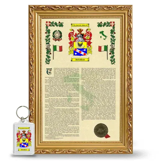 Baltodano Framed Armorial History and Keychain - Gold
