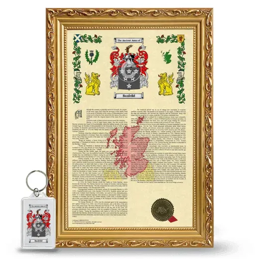 Banfeild Framed Armorial History and Keychain - Gold
