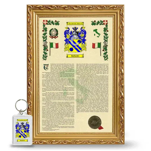 Barbarici Framed Armorial History and Keychain - Gold