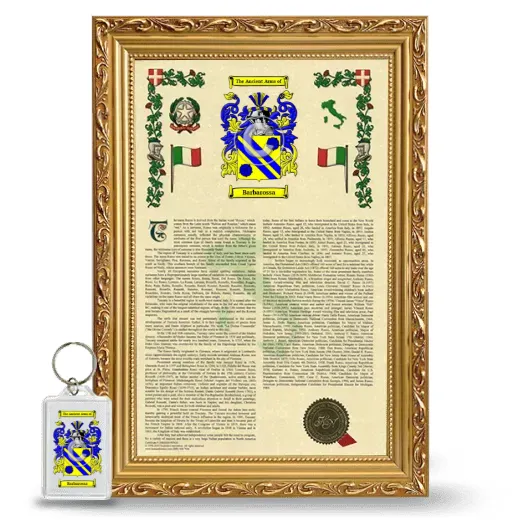 Barbarossa Framed Armorial History and Keychain - Gold