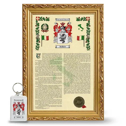Barbasio Framed Armorial History and Keychain - Gold