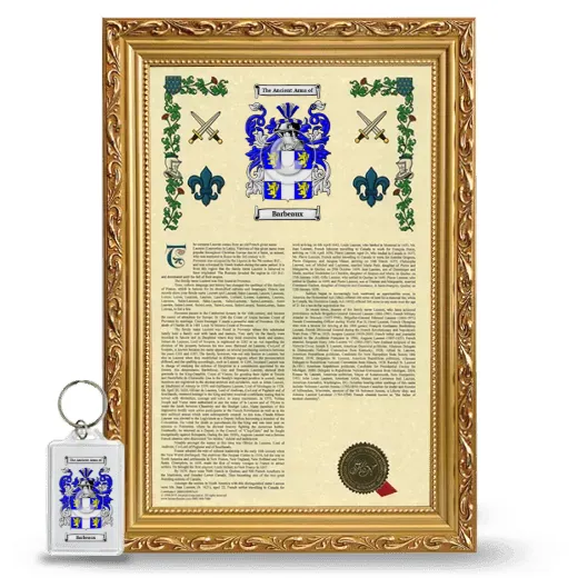 Barbeaux Framed Armorial History and Keychain - Gold