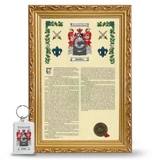 Barbillon Framed Armorial History and Keychain - Gold