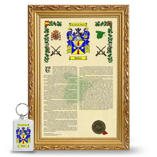 Barboza Framed Armorial History and Keychain - Gold