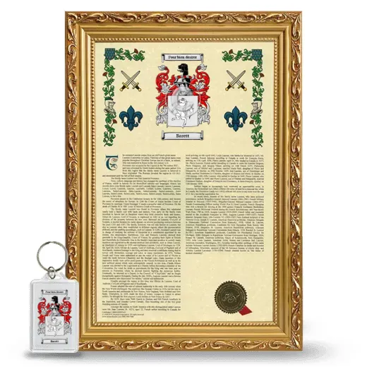 Barett Framed Armorial History and Keychain - Gold