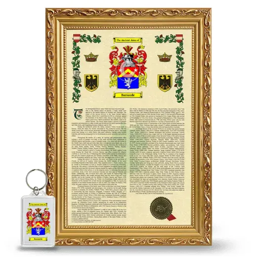 Barnarde Framed Armorial History and Keychain - Gold