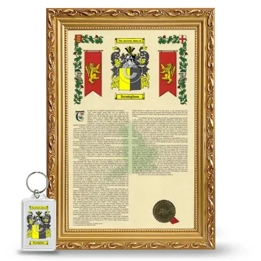 Barningham Framed Armorial History and Keychain - Gold