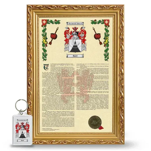 Basel Framed Armorial History and Keychain - Gold