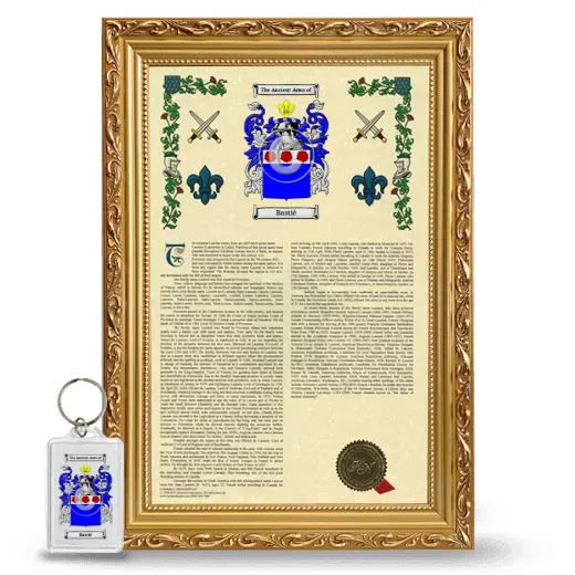 Bastié Framed Armorial History and Keychain - Gold