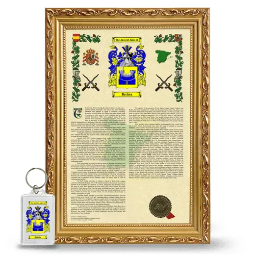 Batista Framed Armorial History and Keychain - Gold