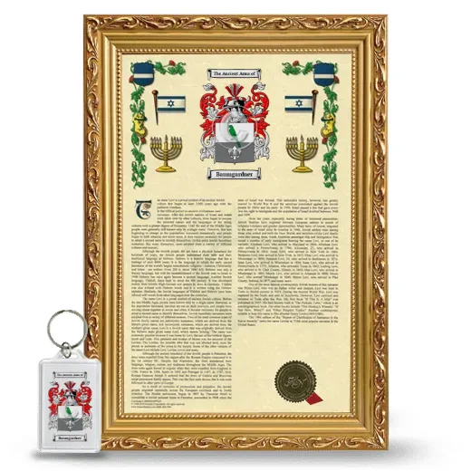 Baumgardner Framed Armorial History and Keychain - Gold