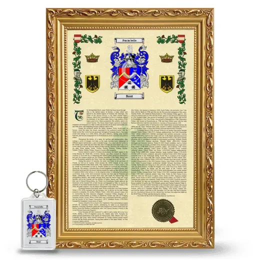 Baut Framed Armorial History and Keychain - Gold