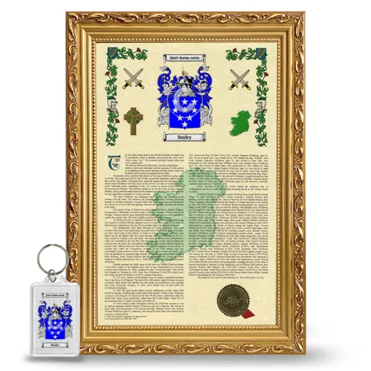 Bayley Framed Armorial History and Keychain - Gold