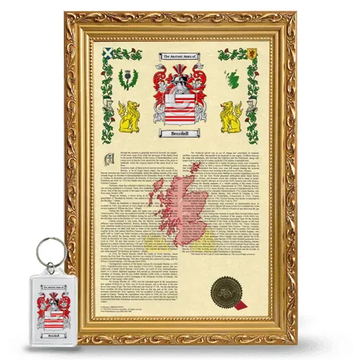 Beardall Framed Armorial History and Keychain - Gold