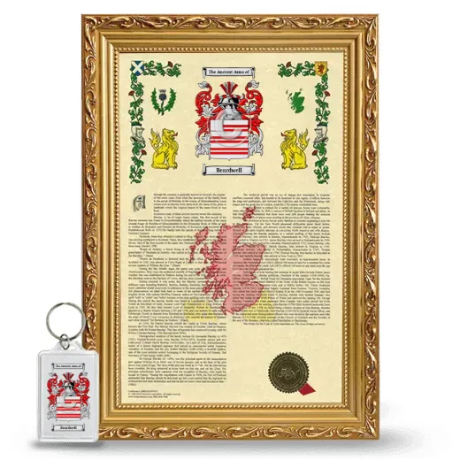 Beardwell Framed Armorial History and Keychain - Gold