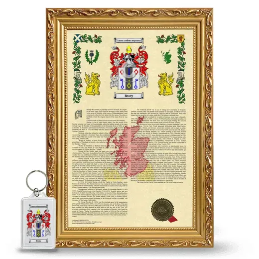Beaty Framed Armorial History and Keychain - Gold