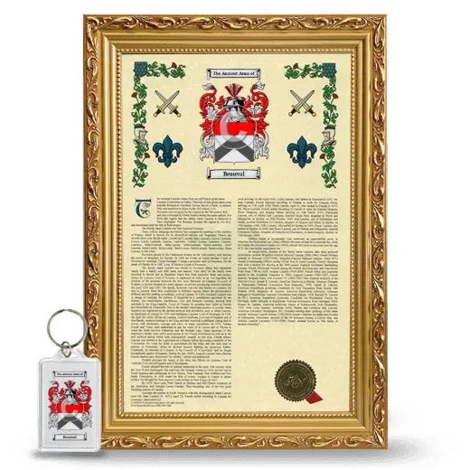 Beauval Framed Armorial History and Keychain - Gold