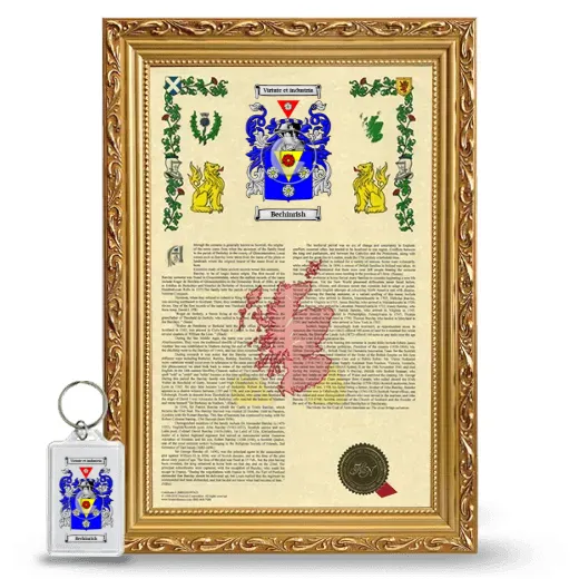 Bechinrish Framed Armorial History and Keychain - Gold