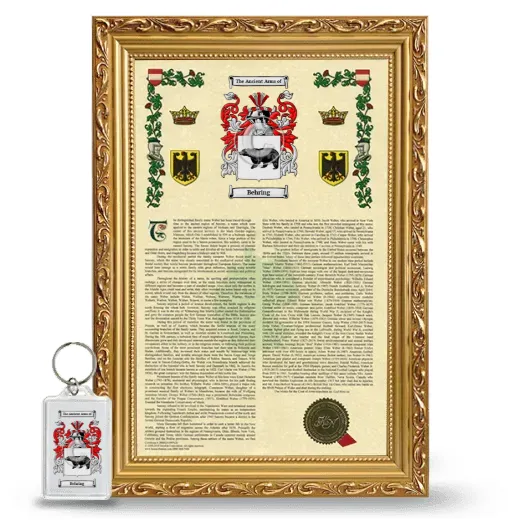 Behring Framed Armorial History and Keychain - Gold