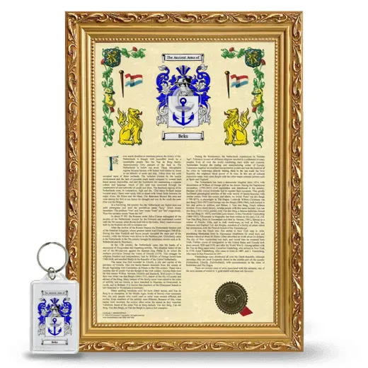 Beks Framed Armorial History and Keychain - Gold